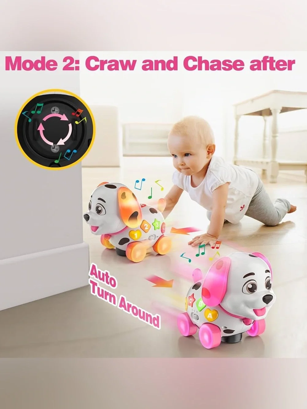Pink Musical Pull-Along Puppy Toy for Toddlers - Interactive Learning Play